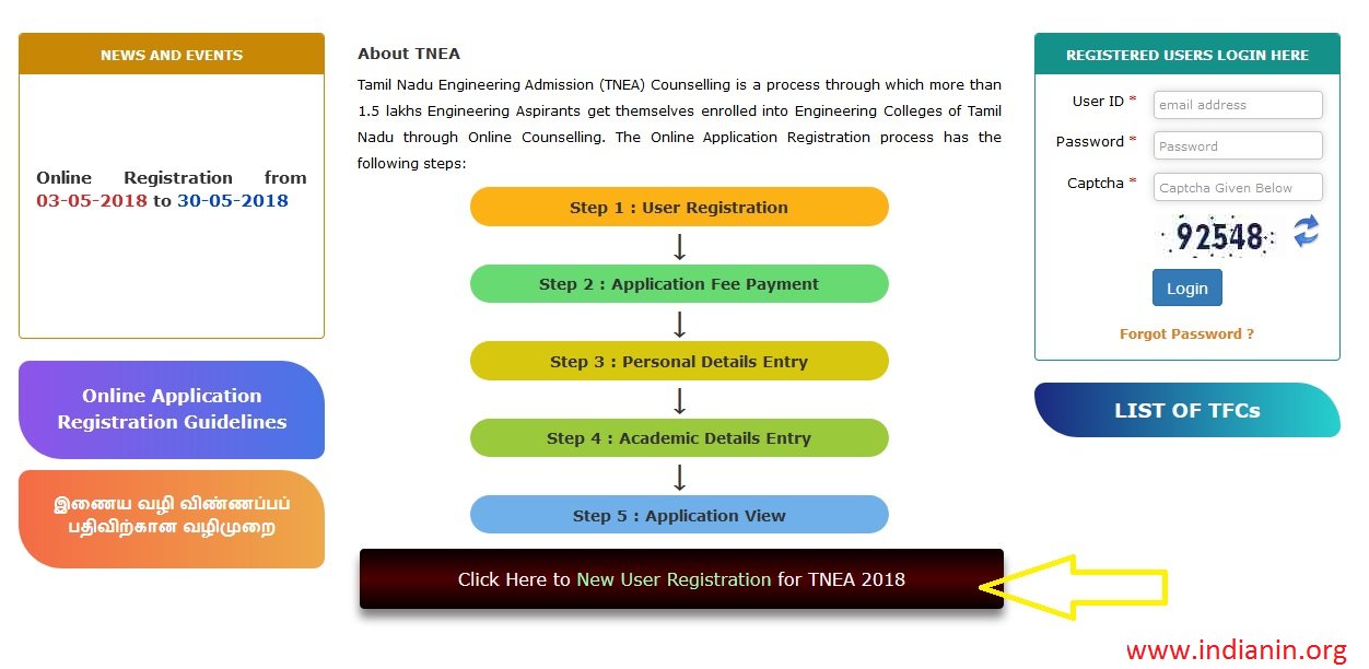 TNEA Tamil Nadu Engineering Admissions 2018 Registration : Anna ...